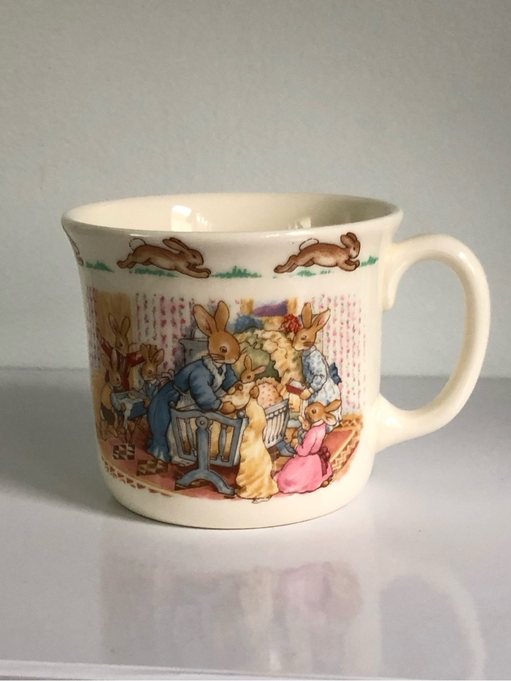 1936 VTG Bunnykins Family Ceramic Christening Mug Classic Nursery Design